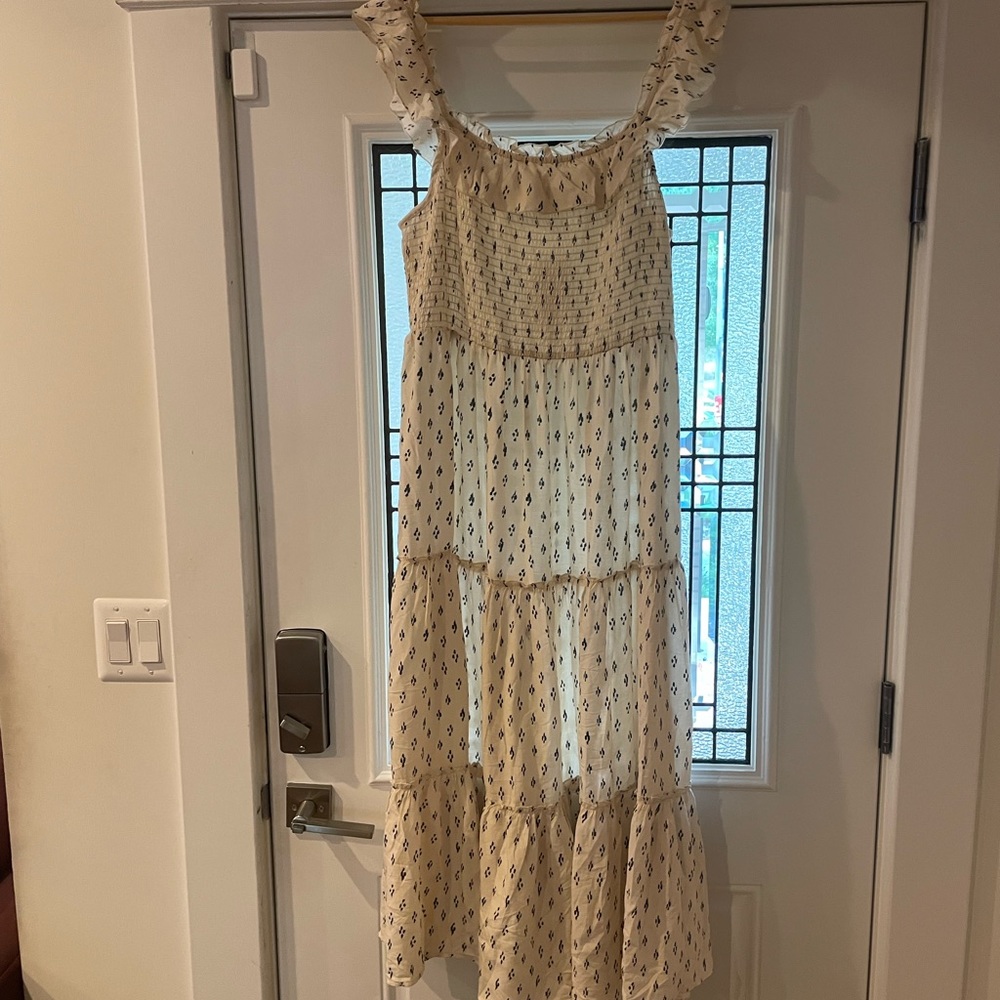 Size XL, Alexander Jordan, white printed smocked dress (nap dress style). NWT.